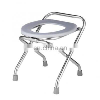 Foldable home pregnant woman toilet inpatient stool outdoor artifact stainless steel toilet chair