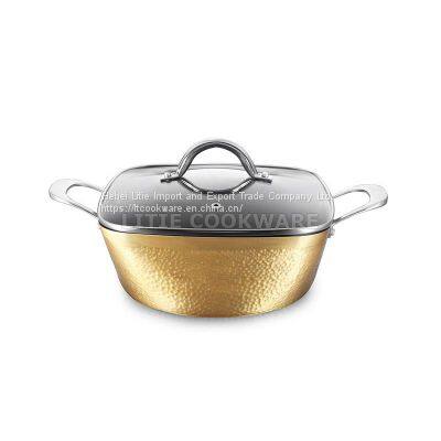 Forged Hammered Exterior Design Non Stick Aluminum Casserole Aluminium Cookware Manufacturer