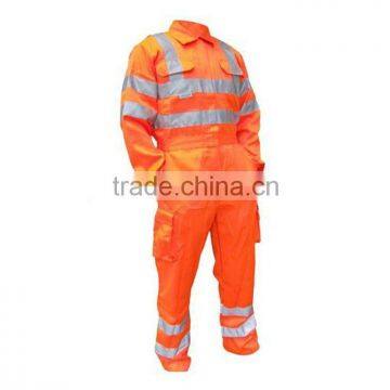 High visibility coverall with reflective trim