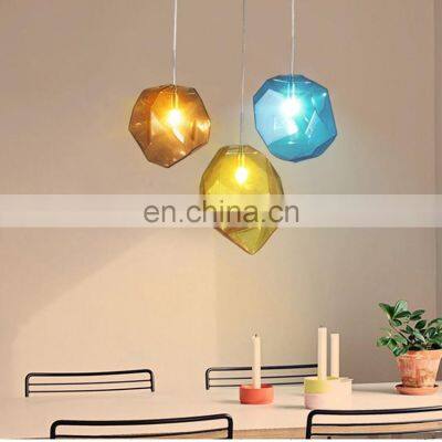 Modern Colorful Glass Pendant Light Crystal Shape Decorative Lamps