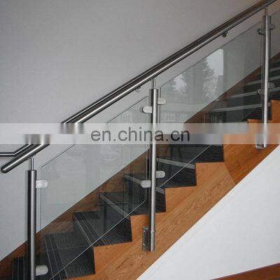 modern design stainless steel glass railing for stairs/ stainless steel stair balustrades manufacturer