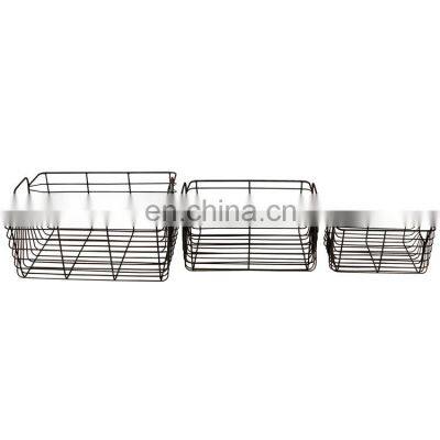 K&B Hot Sale Cheap Modern Style Middle Metal Black Decorative Storage Basket photo-3
