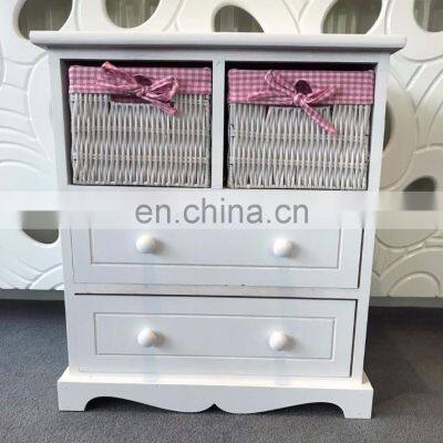 White Chest Drawers Storage Unit Wicker Baskets Pink Girls Furniture Shabby Chic photo-3