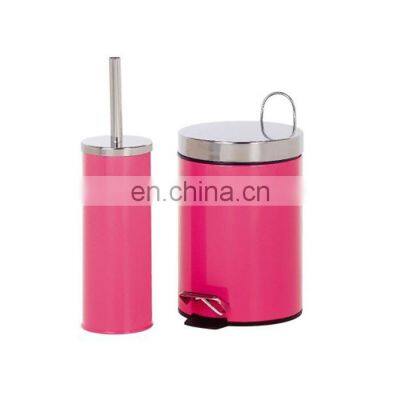 Bathroom Accessories Set Black Custom Color Small Metal Pedal Bin and Toilet Brush With Holder Sets photo-3