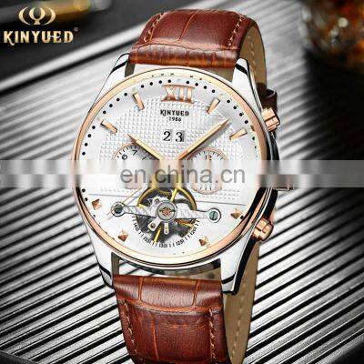 KINYUED J010 High End Mechanical Watches Leather Band Pendulum Automatic Movement Men Watch photo-3