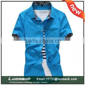 Young men short sleeve check shirt 100% cotton