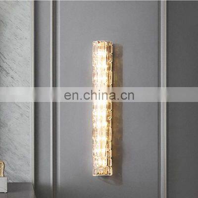 Nordic Minimalist Bedside Wall Lamp Luxury Full Copper Led Strip Lighting bedroom Crystal Wall Lamp