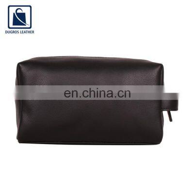 Matching Stitching Anthracite Fitting Zipper Closure Type Unisex Genuine Leather Toiletry Bag