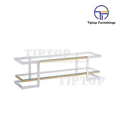 Modern nordic style living room furniture glass stainless steel storage TV stand