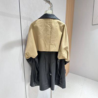 Genuine Leather Jacket Sheepskin Splicing Fabric 2024 Autumn New Jacket Women's Fashion Trendy Windbreaker Mid-length photo-3