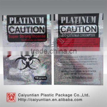 3g 10g Caution herbal incense zipper bag