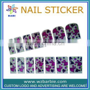 shinning pink cartoon rabbite nail stickers