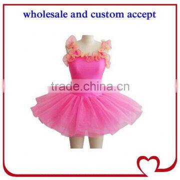 Latest Fashion short sleeve girl ballet leotard fairy girl ballet tutu dresses pink