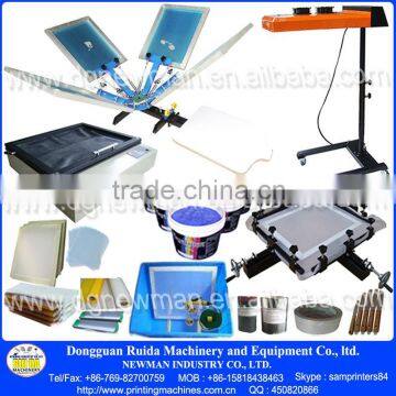 4 color 1 station silk screen printing press with flash dryer