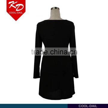 Latest New Design Fashion Scoop Neck Unique Studded Pattern Tiered Stud Front Pleating Women Dress photo-3