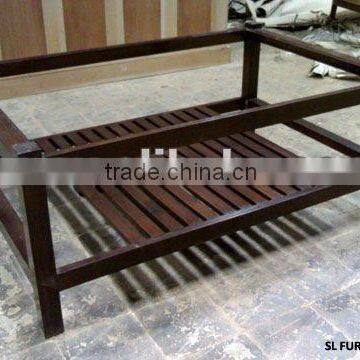 Coffee Table with Glass Top - Wooden Coffee Table