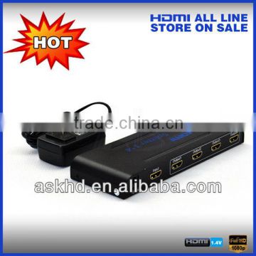 4 port HDMI hub 1x4 powered splitter full hd 1080p with hdcp support