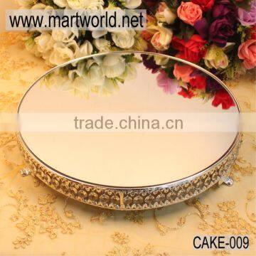 Mirror face wedding cake stand with crystal,coin shaped cake stand wedding for wedding&party&hotel decoration(CAKE-009)