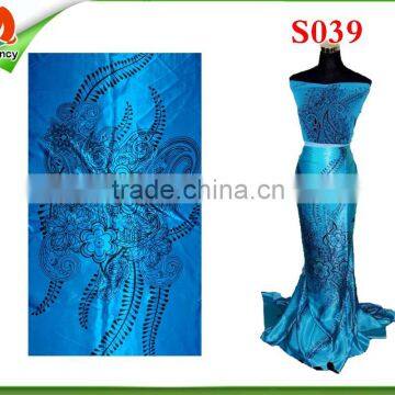 Nylon and Spandex Satin Fabric,thin satin S039 Tblue