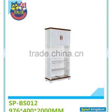 Cheap wooden bookcases, European style, whtie washed color,bedroom furniture,SP-BS012