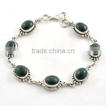 Solid 925 Sterling Silver Bracelet green stone bracelet fashion jewelry gemstone antique sterling silver 925 jewelry