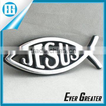 custom jesus fish badge jesus fish auto logo stickers, jesus fish high quality jesus fish logo tags name pvc badge