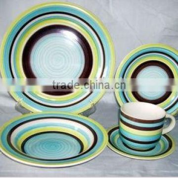 20 pcs hand printed stoneware tableware