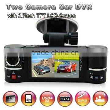 2.7 inch gps g-sensor dual cam car dashboard camera