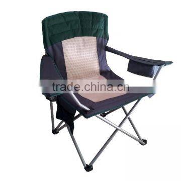 Folding camping chair with armrest and cooler bag