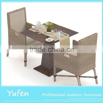 Modern two seater table and chair rattan dining set