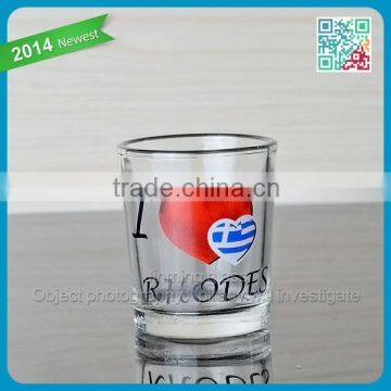 New Arrival RHODES Shot Glass with red heart decal logo Latest Unique Design Hot Sale Elegant Vodka shot Glasses