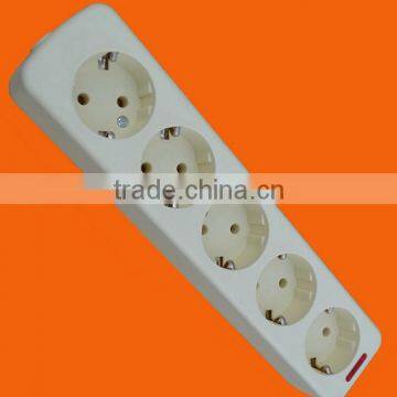 European style 5 way power extension socket with grounding (E5005E)