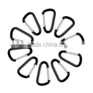 10pcs Black Aluminum Alloy D Carabiner Snap Clip Hook Keychain Camping Hiking Tools