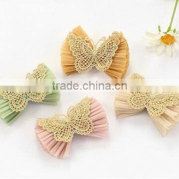 Unique Wavy Chiffon Hair Bows,Crochet Butterfly With Chiffon Bow photo-5