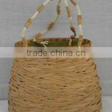 Woven Bamboo Shopping Basket with cotton lining