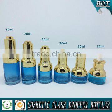 20ML 30ML 50ML bule coloured glass bottle with press pump dropper
