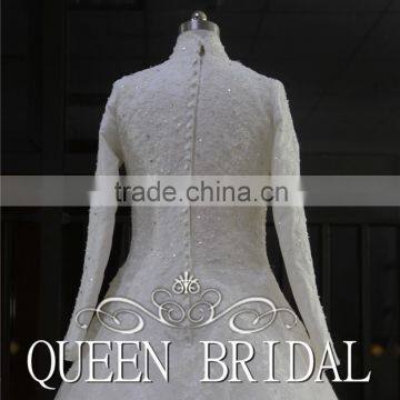 Real Works Appliques Muslim Bridal Wedding Dress Long Sleeve Ball Gown photo-5