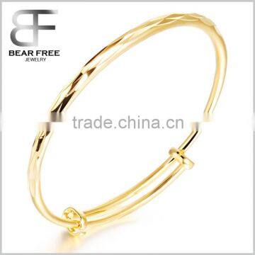18K Yellow Gold-Filled Adjustable Polished Expendable Bangle Bracelet Designs For Womens