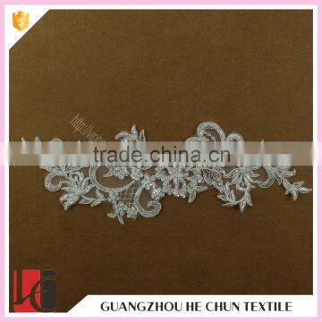 HC-2148-1 Hechun Sewed Sequined Bead Crochet Lace Applique for Clothes Quality Choice