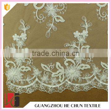 HC-6117-1 Hechun Floral Crochet Patterns Hand Beaded Bridal Lace Fabric photo-4