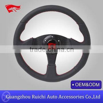 350mm Universal PVC Leather JDM Jet Style Black Racing Steering Wheel