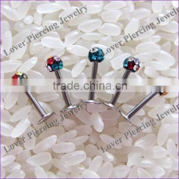 With Epoxy Covering Gems Ball Stainless Steel Unique Labret Piercing Jewelry [FC-978]