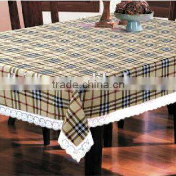 printed Vinyl table cloth with flannel backing,Oblong table cloth with lace edge