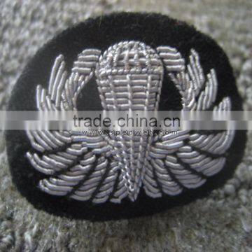 Us paratrooper cloth silver bullion oval jump wings