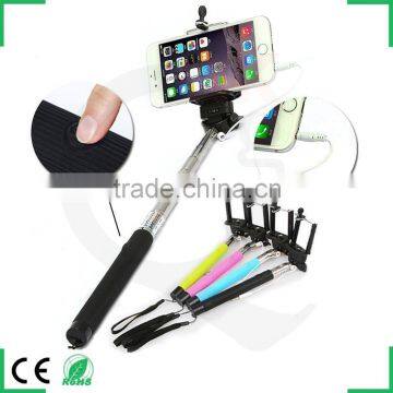 3In1 Selfportrait Monopod Extendable cable pol Selfie Stick with 3.5mm cable Remote Shutter with holder for iphone 6 plus