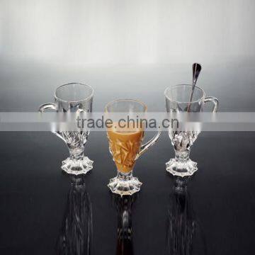 hot sell 3pcs embossing glass latte cups tall