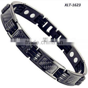 Black carbon fiber titanium magnetic rubber bracelet watches