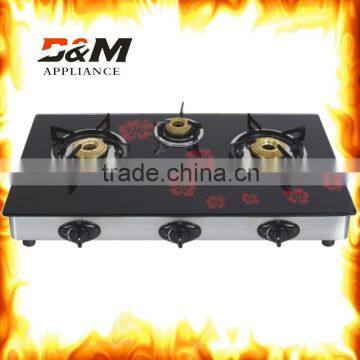 Fashion Design Gas Stove Cooker Glass Top Burner Grates 3 Burner Gas Stove Glass Top photo-3
