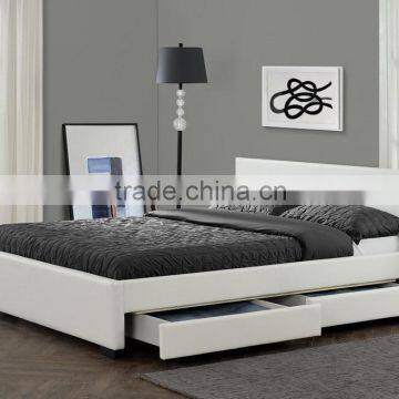 Leather bed with drawers