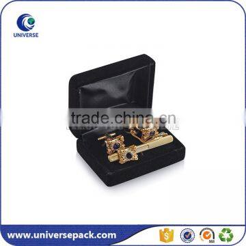 High end luxury black velvet jewelry boxes with satin lining for promotion